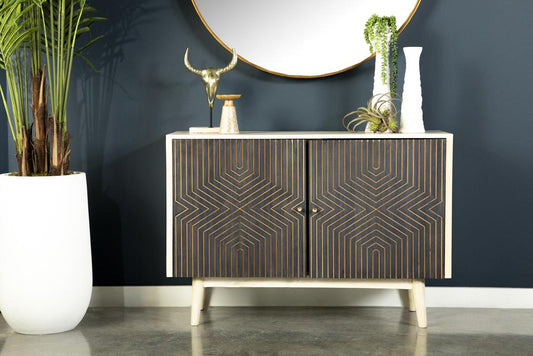 Ixora White Washed/Black 2-Door Accent Cabinet - 953430 - Luna Furniture - Dallas Store