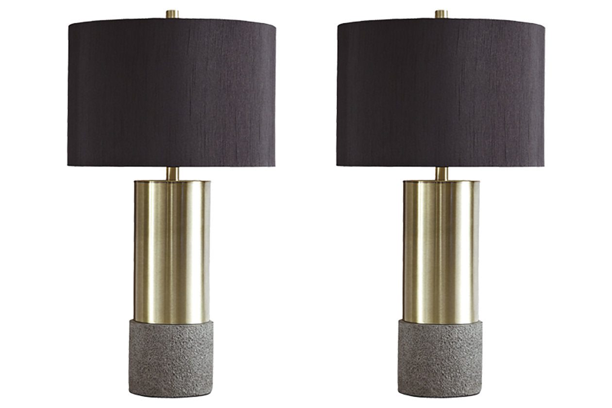 Jacek Gray/Brass Finish Table Lamp, Set of 2 - L243164 - Luna Furniture - Dallas Store