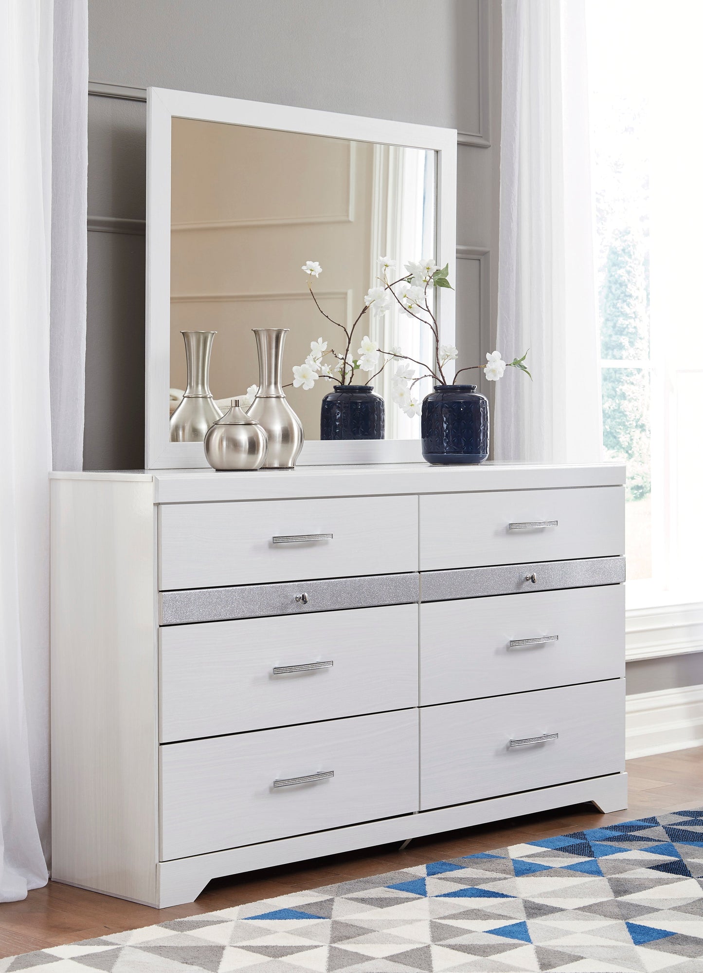 Jallory White Mirror (Mirror Only) - B302-36 - Luna Furniture - Dallas Store