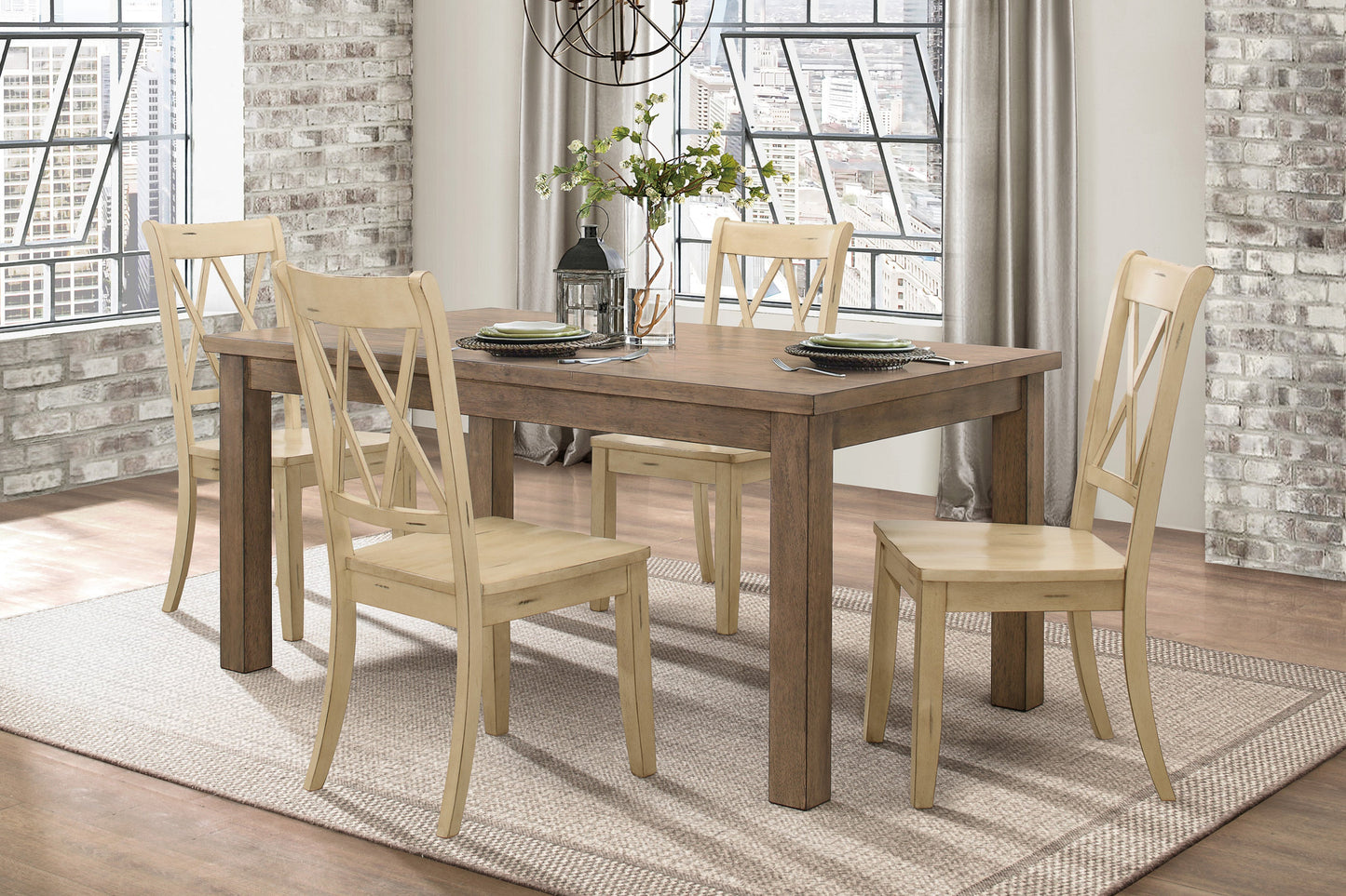 Janina Natural/Buttermilk Dining Set - SET | 5516-66 | 5516BMS(3) - Luna Furniture - Dallas Store
