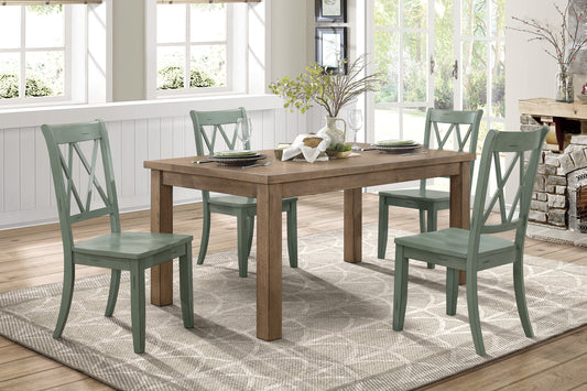 Janina Natural/Teal Dining Set - SET | 5516-66 | 5516TLS(3) - Luna Furniture - Dallas Store