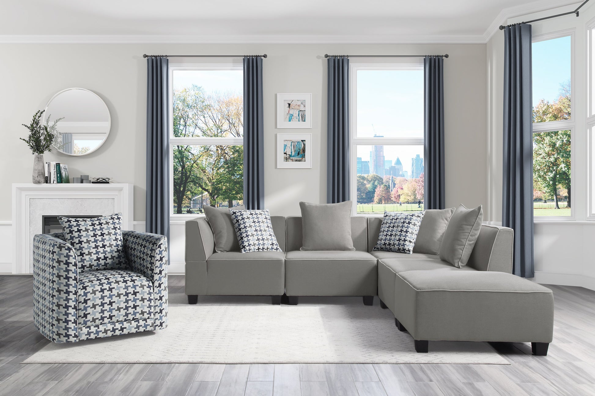 Jayilin Gray 4-Piece Modular Sectional - SET | 9357GY-CR(2) | 9357GY-AC(2) | 9357GY-CR(2) | 9357GY-4 - Luna Furniture - Dallas Store