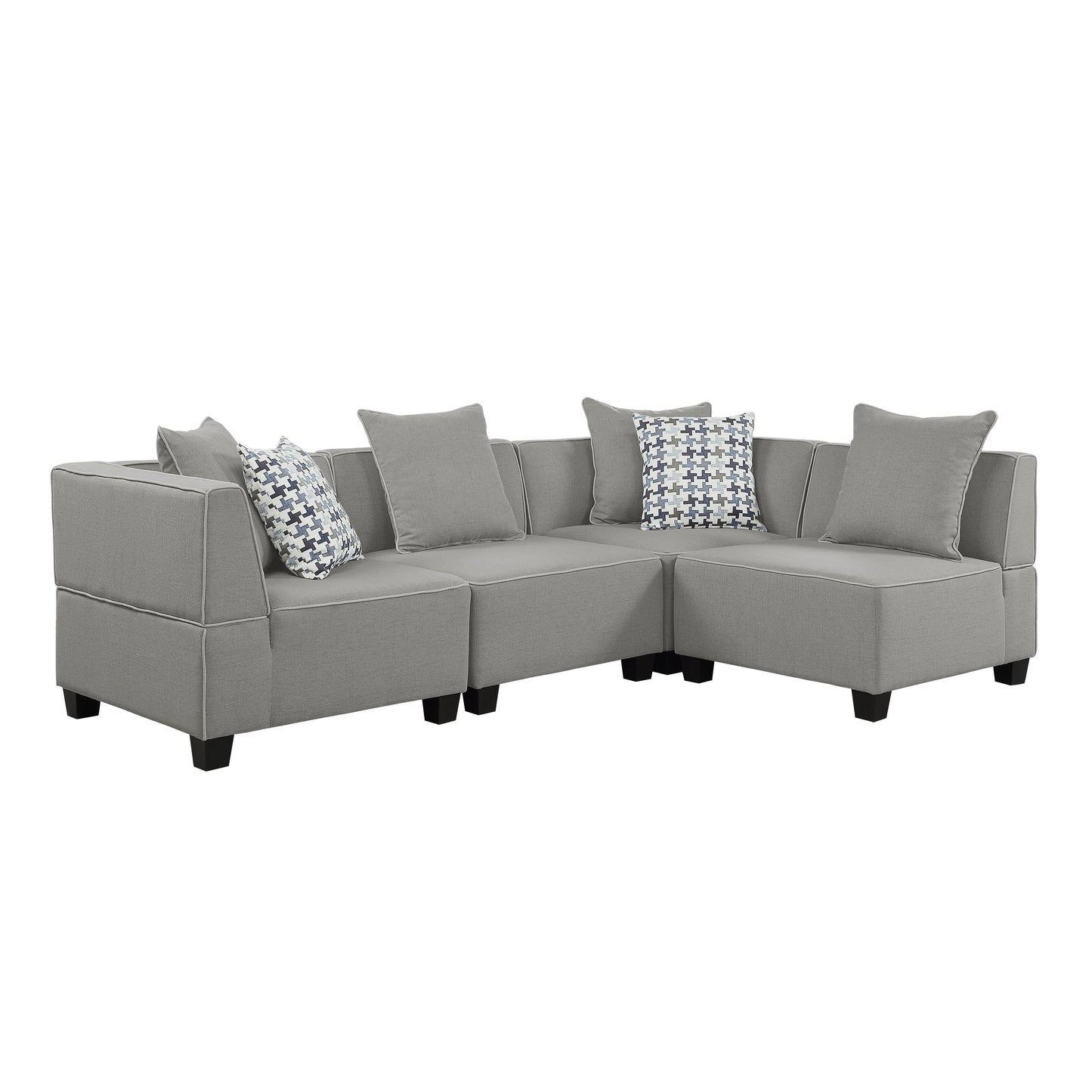 Jayilin Gray 4-Piece Modular Sectional - SET | 9357GY-CR(2) | 9357GY-AC(2) | 9357GY-CR(2) | 9357GY-4 - Luna Furniture - Dallas Store