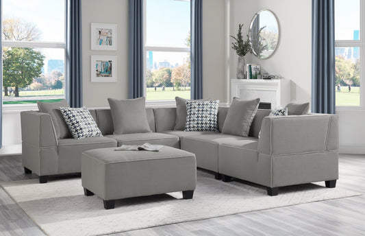 Jayilin Gray 5-Piece Modular Sectional - SET | 9357GY-AC(2) | 9357GY-CR(3) | 9357GY-4 - Luna Furniture - Dallas Store