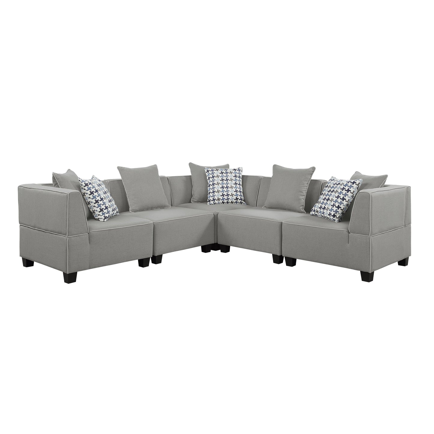 Jayilin Gray 5-Piece Modular Sectional - SET | 9357GY-AC(2) | 9357GY-CR(3) | 9357GY-4 - Luna Furniture - Dallas Store