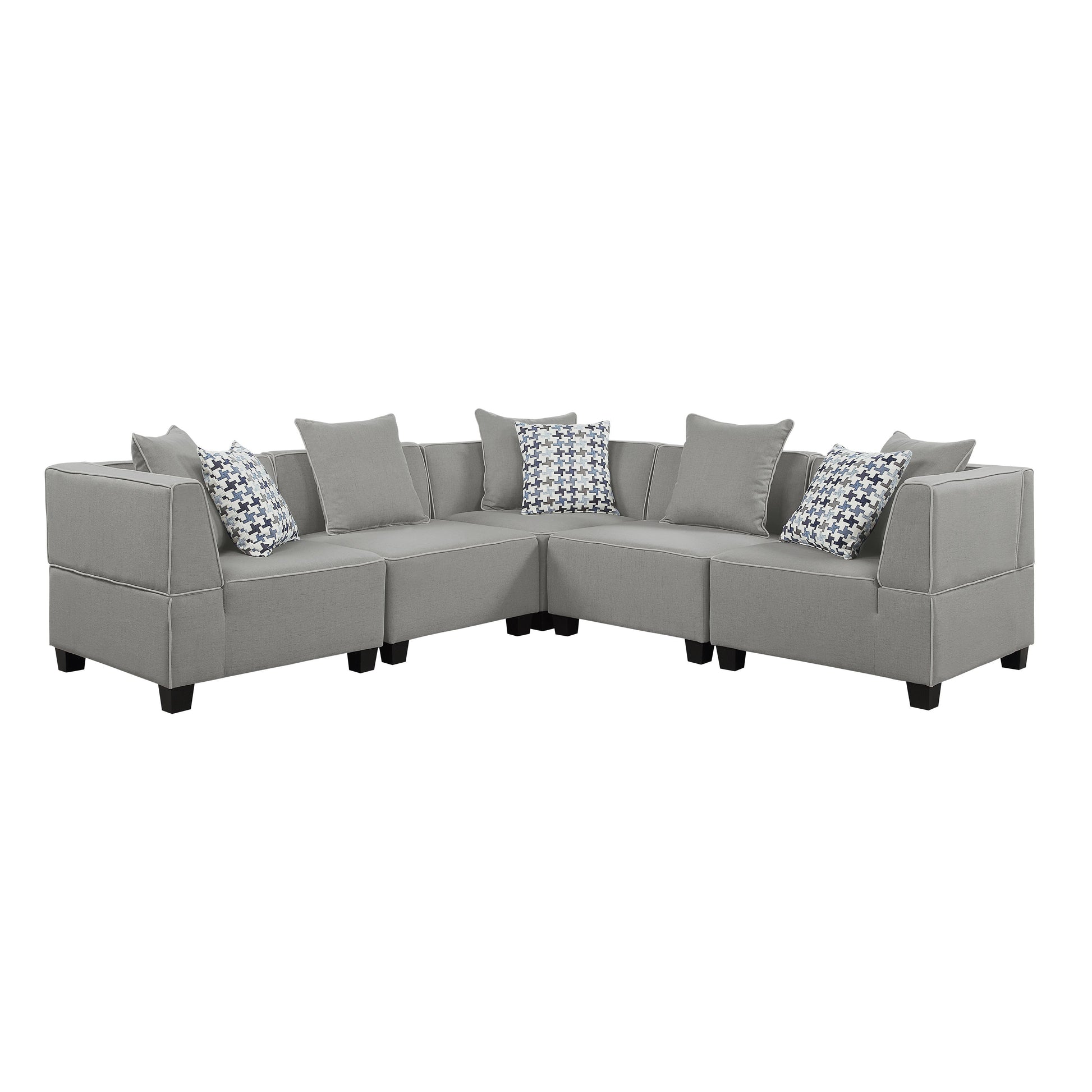 Jayilin Gray 5-Piece Modular Sectional - SET | 9357GY-AC(2) | 9357GY-CR(3) | 9357GY-4 - Luna Furniture - Dallas Store