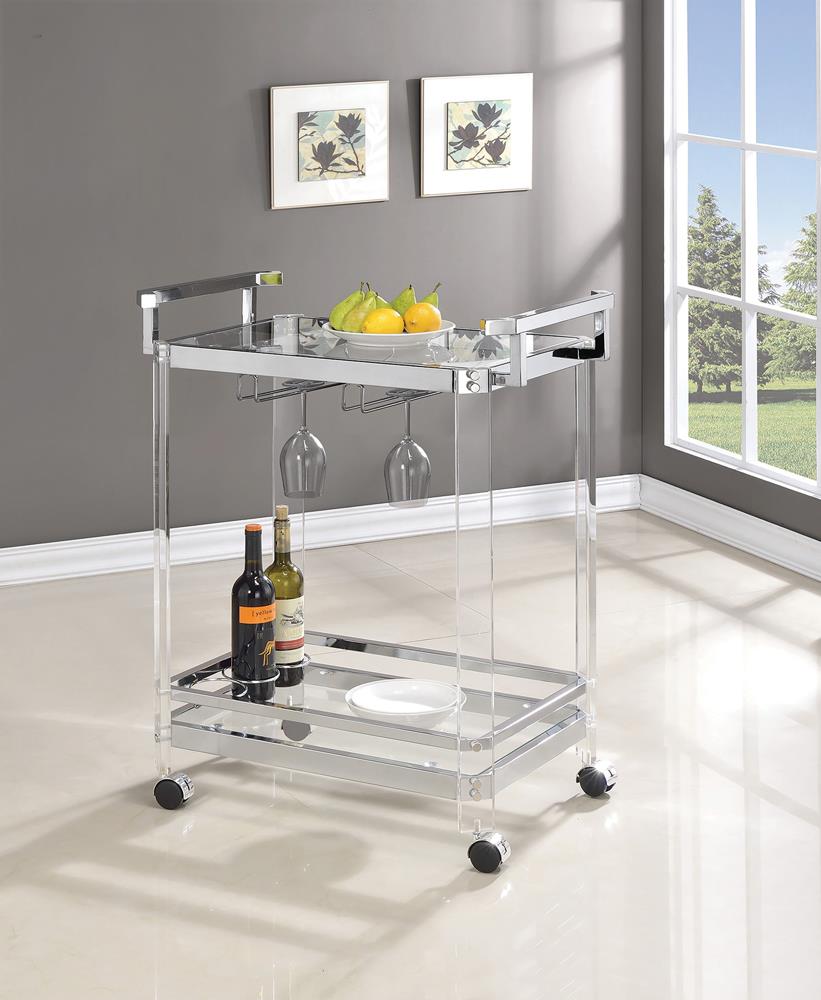 Jefferson Clear 2-Tier Glass Serving Cart - 902589 - Luna Furniture - Dallas Store