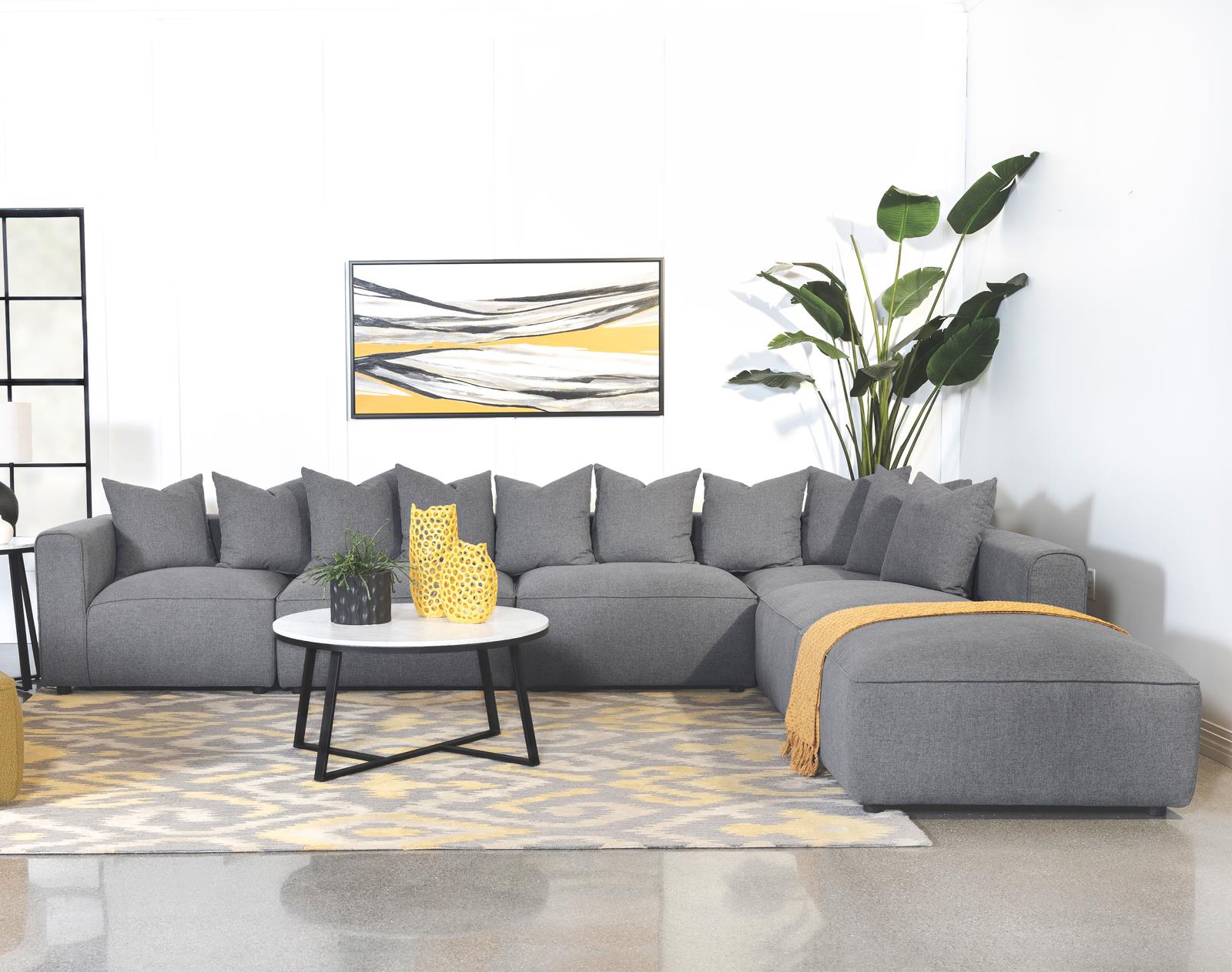 Jennifer 6-Piece Tight Seat Modular Sectional Gray - 551594-SET - Luna Furniture - Dallas Store