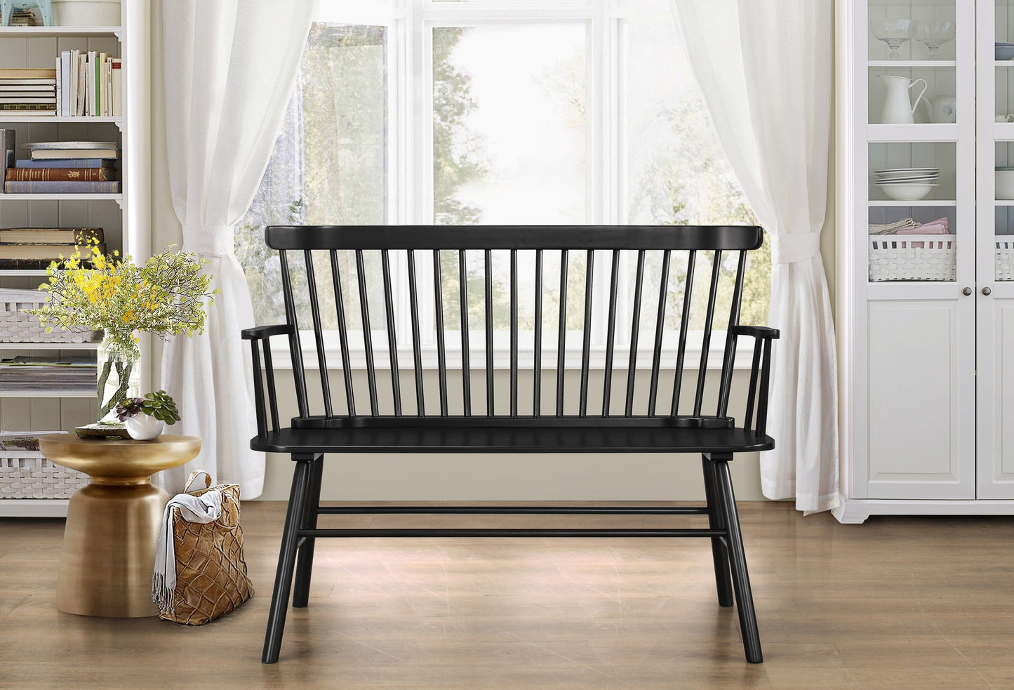Jerimiah Spindleback Black Bench - 4185-BENCH-BK - Luna Furniture - Dallas Store