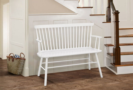 Jerimiah Spindleback White Bench - 4185-BENCH-WH - Luna Furniture - Dallas Store