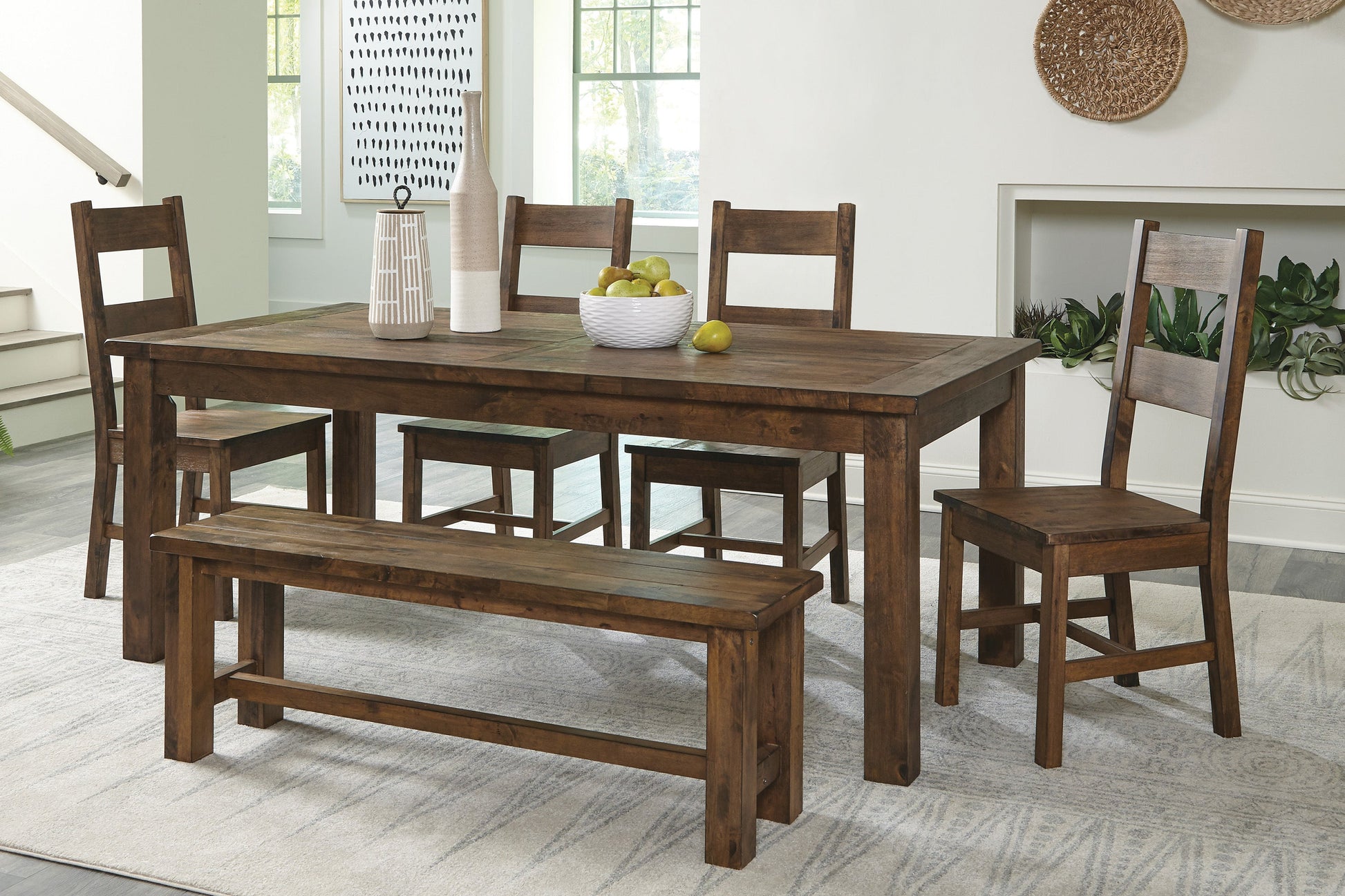 Jerrick Burnished Brown Dining Set - SET | 1957-79 | 1957S(4) - Luna Furniture - Dallas Store