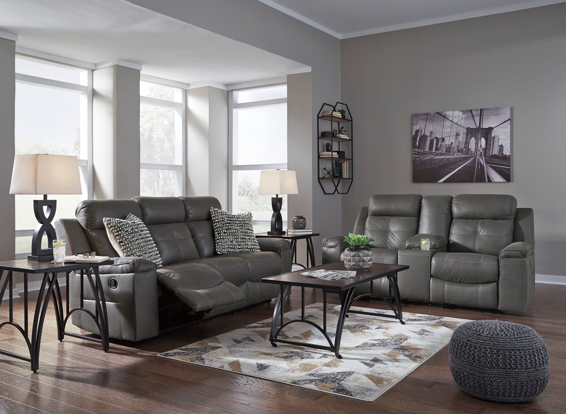 Jesolo Dark Gray Reclining Living Room Set - SET | 8670588 | 8670594 - Luna Furniture - Dallas Store