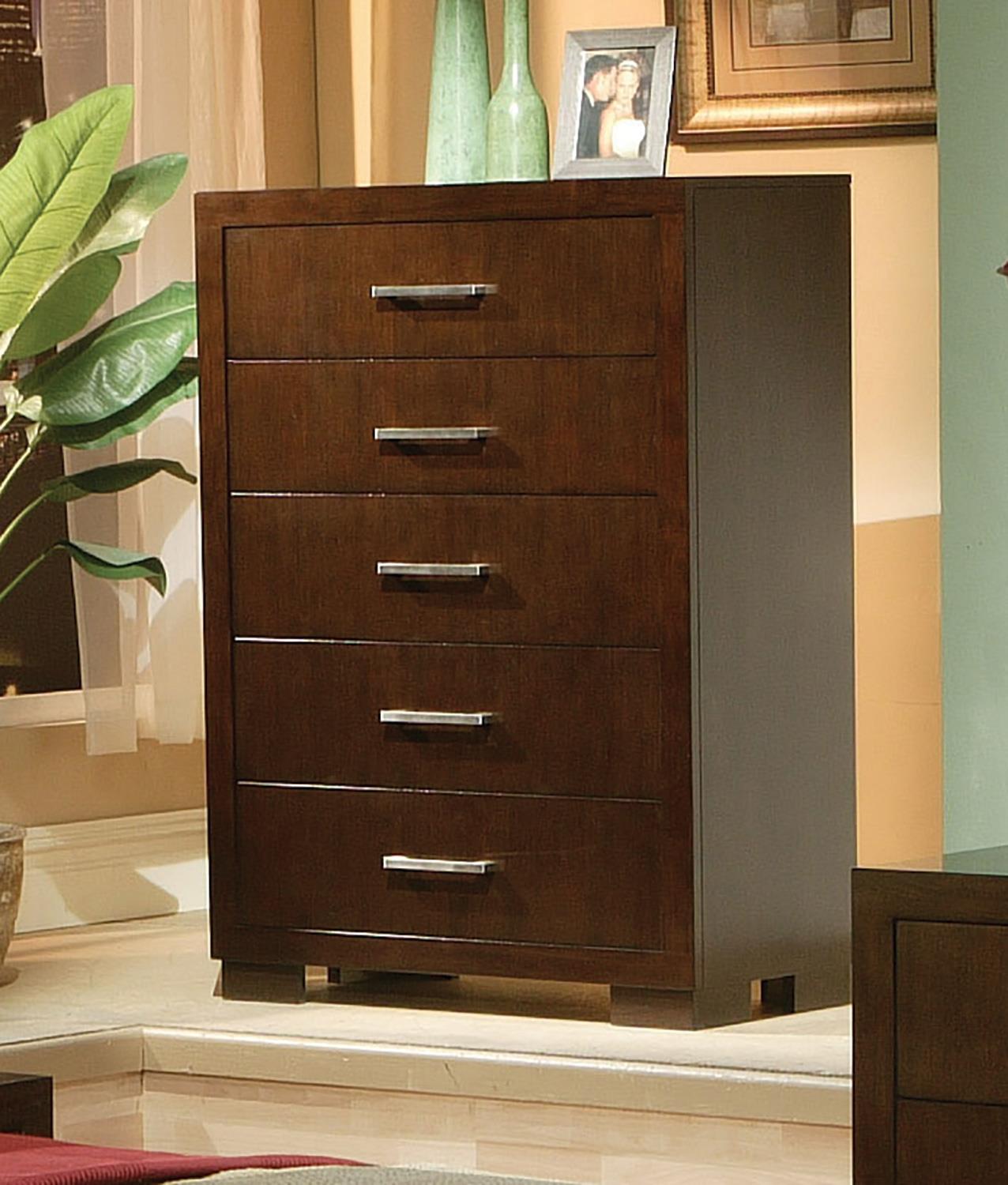 Jessica Cappuccino 5-Drawer Chest - 200715 - Luna Furniture - Dallas Store