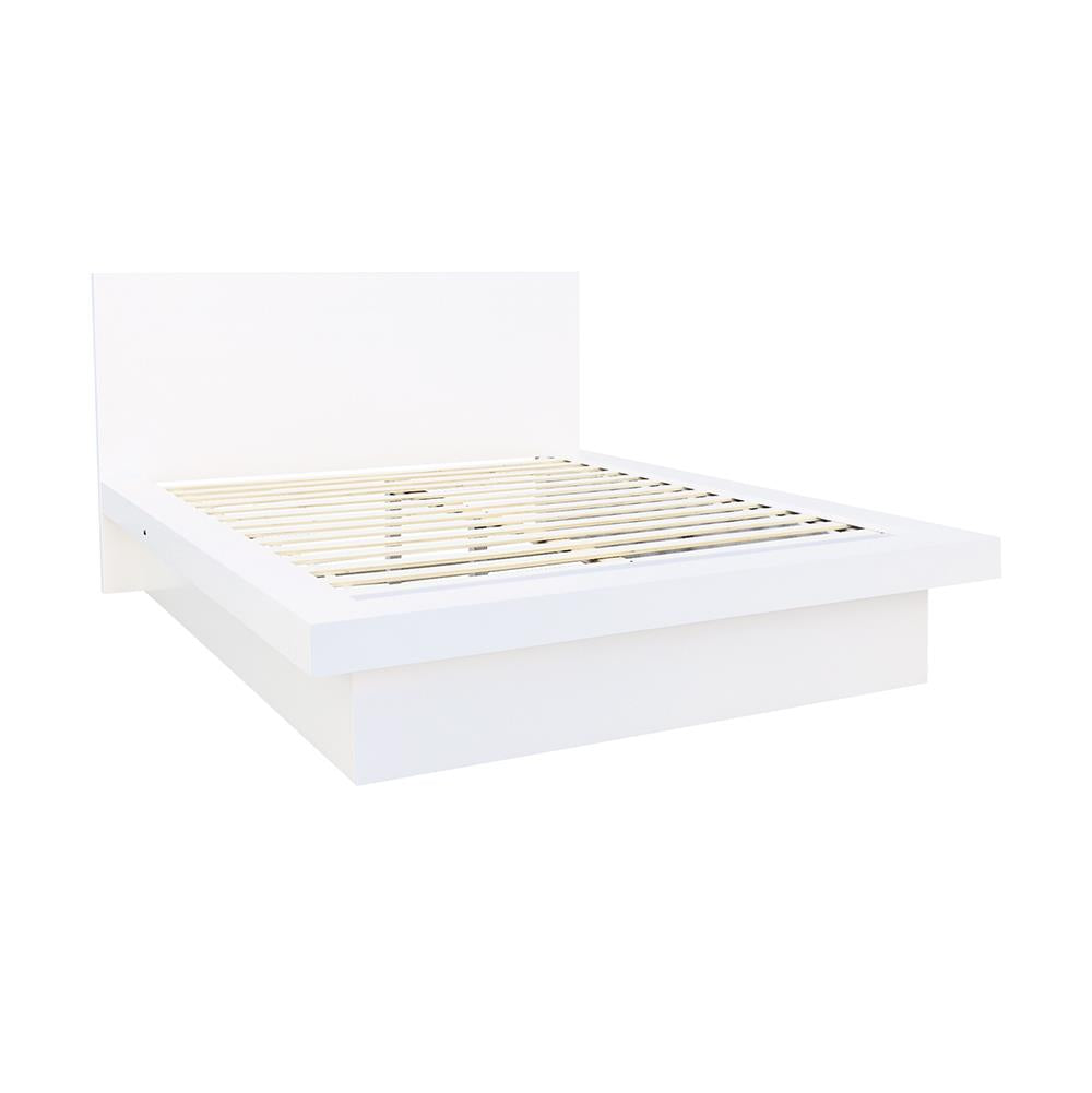 Jessica Eastern King Platform Bed with Rail Seating White - 202990KE - Luna Furniture - Dallas Store
