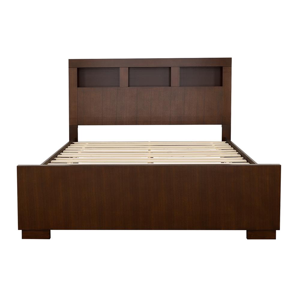 Jessica Queen Bed with Storage Headboard Cappuccino - 200719Q - Luna Furniture - Dallas Store