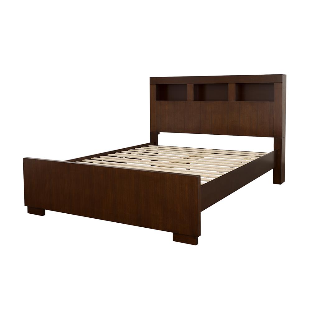 Jessica Queen Bed with Storage Headboard Cappuccino - 200719Q - Luna Furniture - Dallas Store
