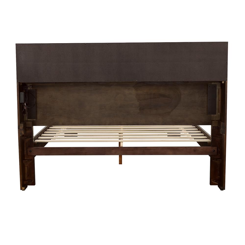 Jessica Queen Bed with Storage Headboard Cappuccino - 200719Q - Luna Furniture - Dallas Store