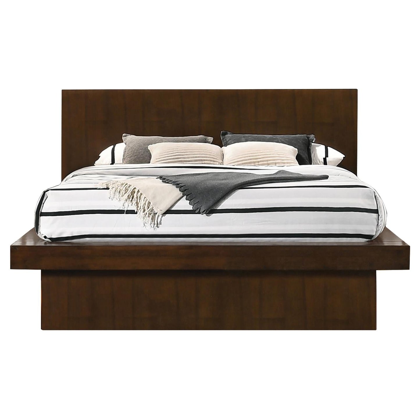 Jessica Queen Platform Bed with Rail Seating Cappuccino - 200711Q - Luna Furniture - Dallas Store