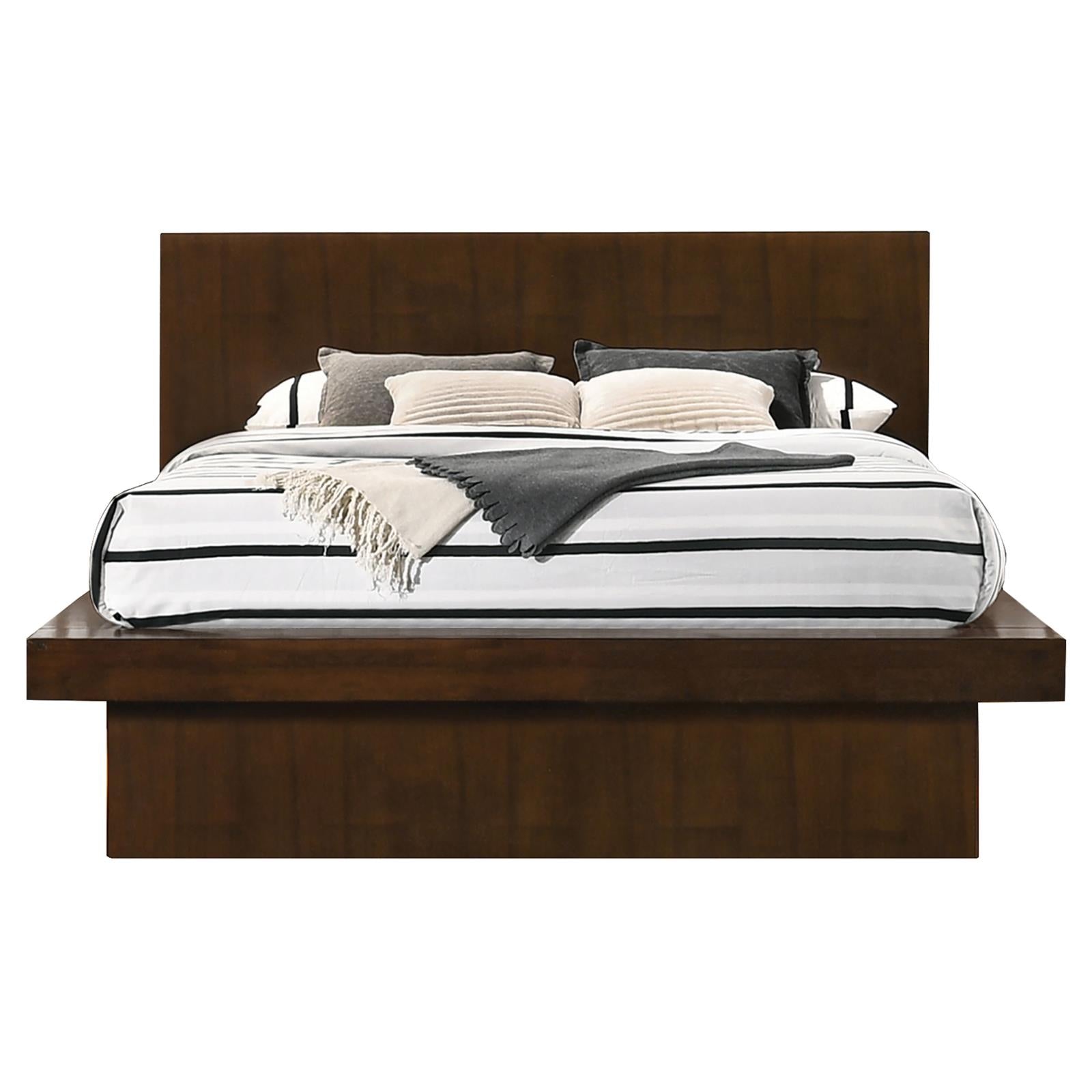 Jessica Queen Platform Bed with Rail Seating Cappuccino - 200711Q - Luna Furniture - Dallas Store