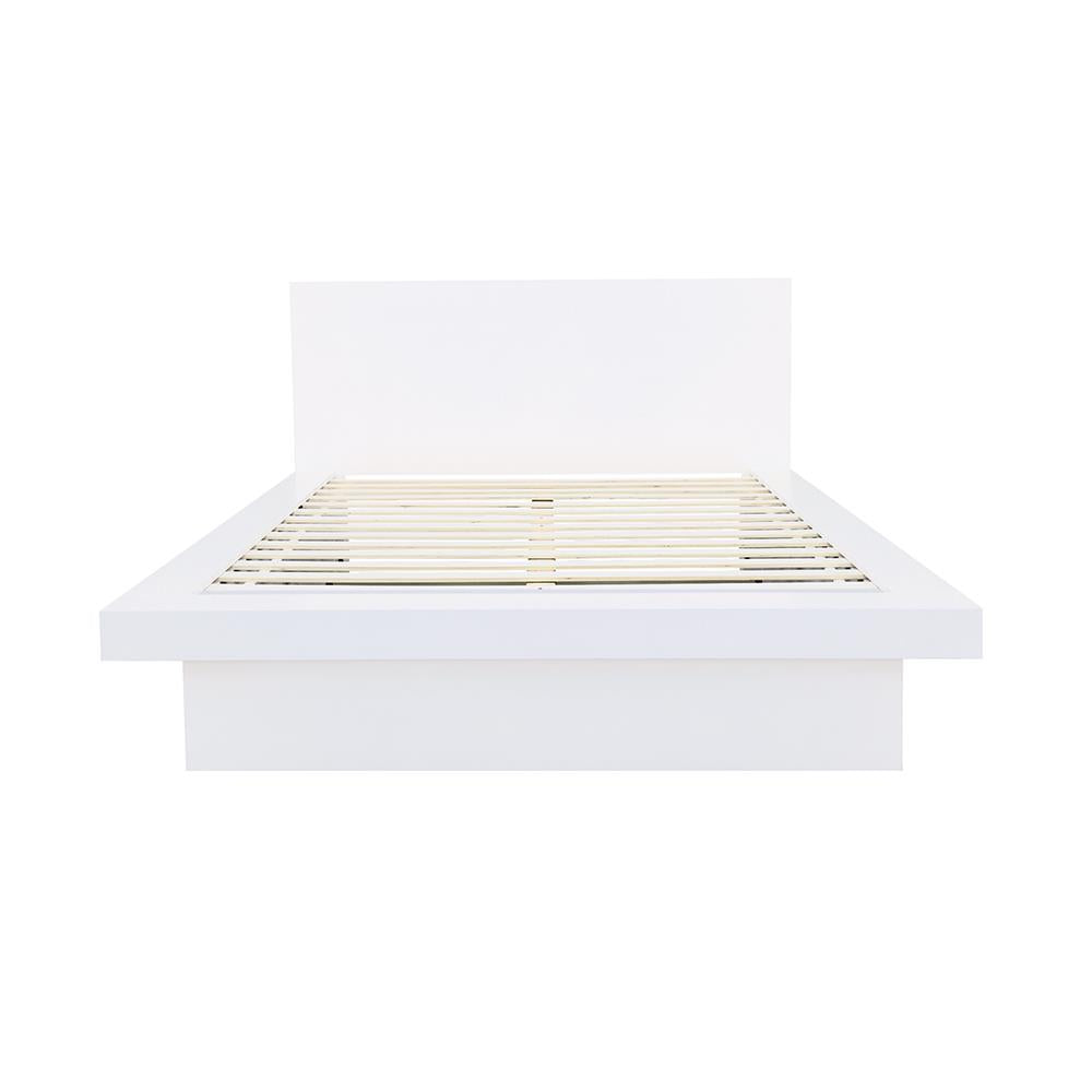 Jessica Queen Platform Bed with Rail Seating White - 202990Q - Luna Furniture - Dallas Store