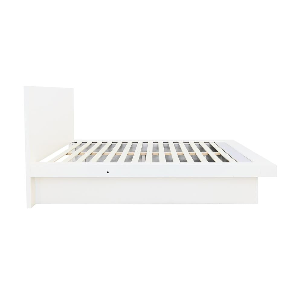 Jessica Queen Platform Bed with Rail Seating White - 202990Q - Luna Furniture - Dallas Store