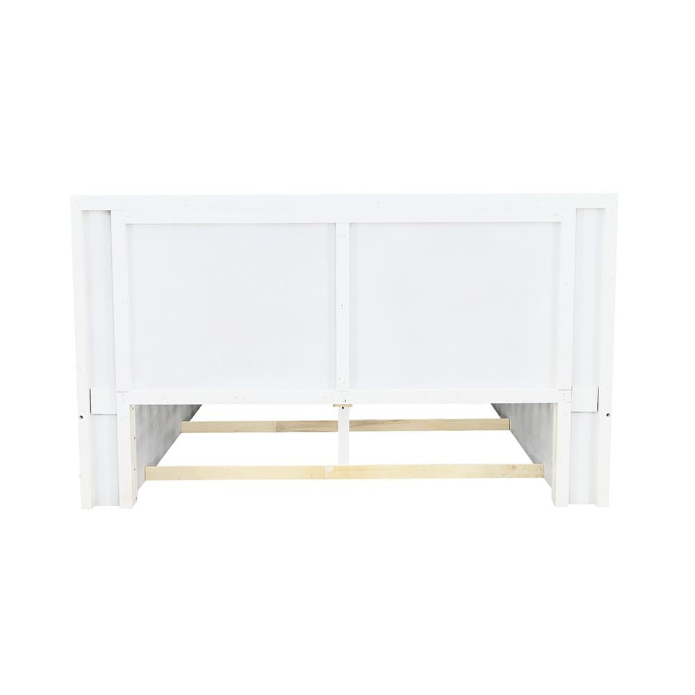 Jessica Queen Platform Bed with Rail Seating White - 202990Q - Luna Furniture - Dallas Store