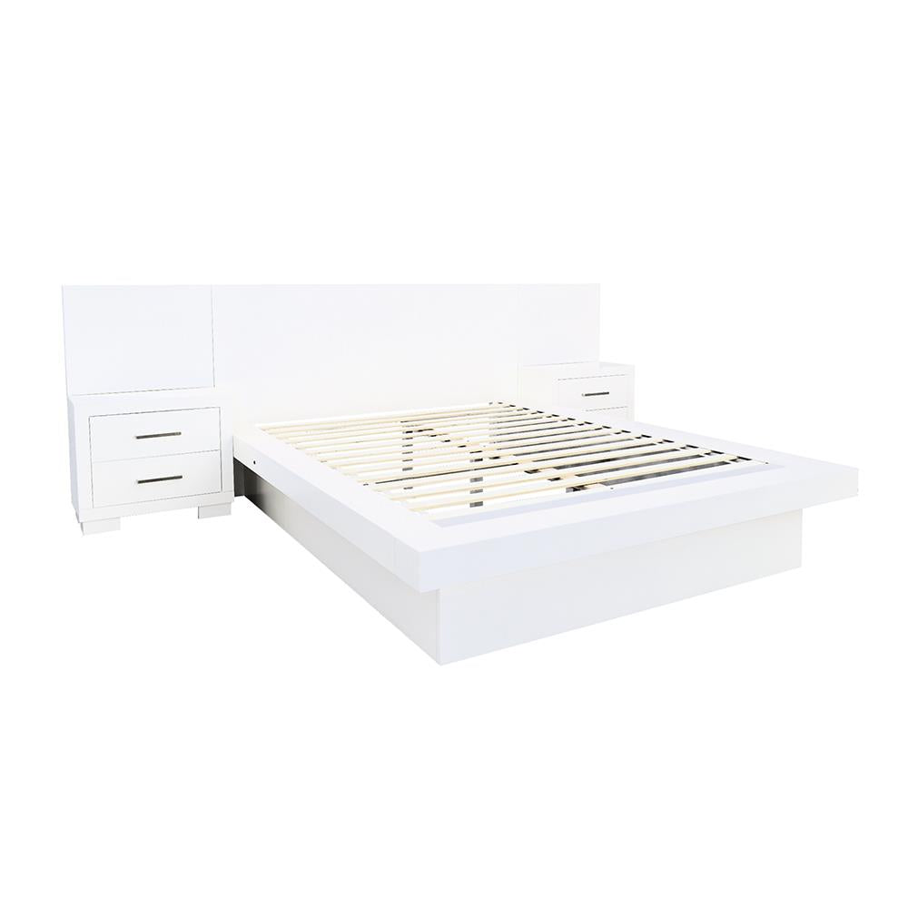 Jessica Queen Platform Bed with Rail Seating White - 202990Q - Luna Furniture - Dallas Store