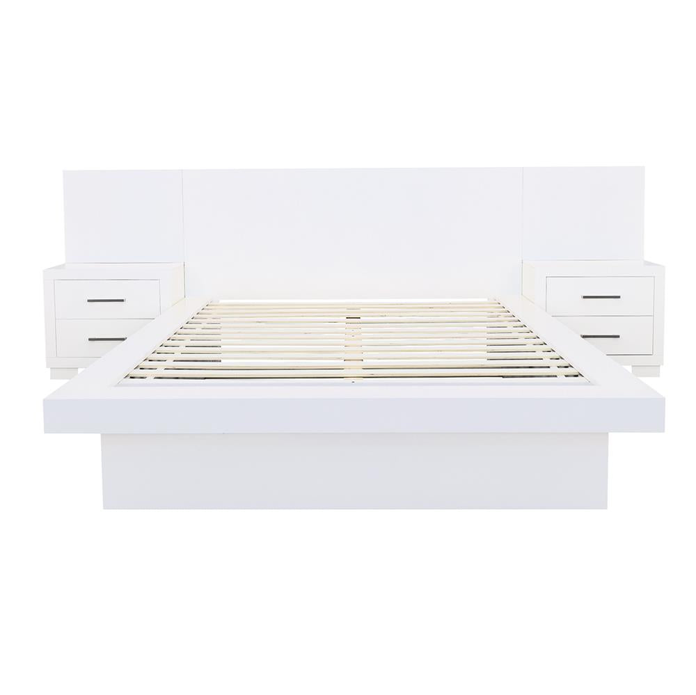 Jessica Queen Platform Bed with Rail Seating White - 202990Q - Luna Furniture - Dallas Store