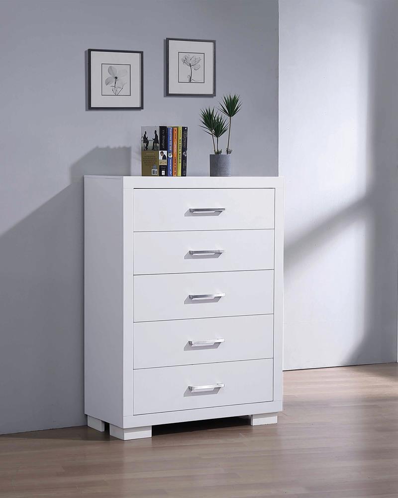 Jessica White 5-Drawer Chest - 202995 - Luna Furniture - Dallas Store