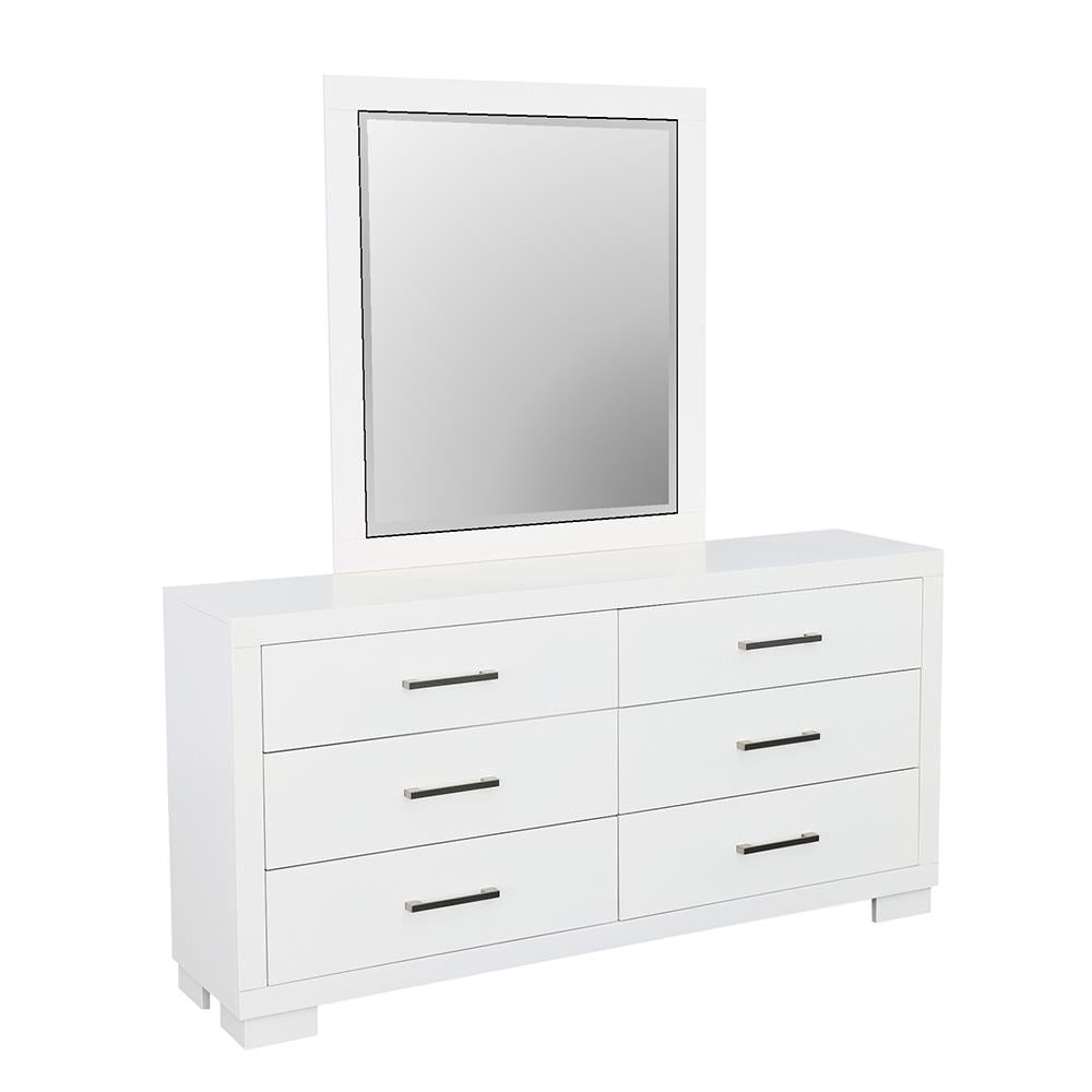 Jessica White Rectangular Mirror - 202994 - Luna Furniture - Dallas Store
