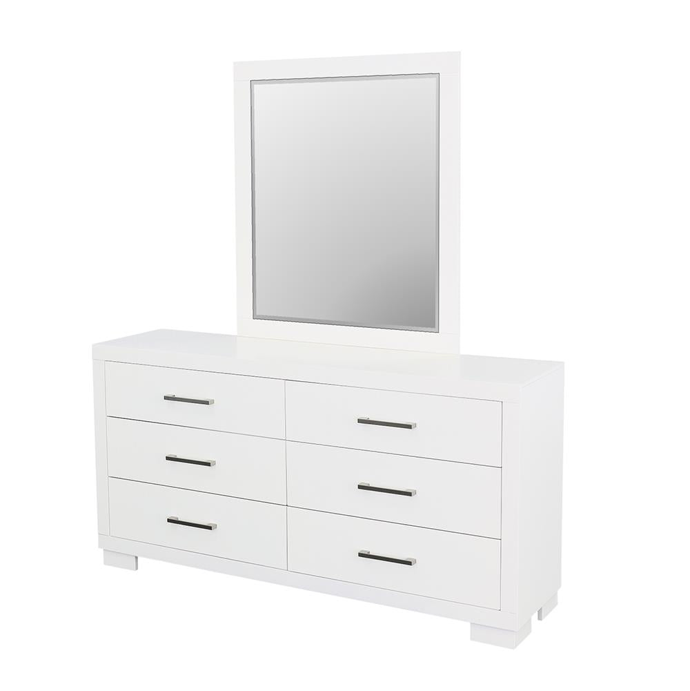 Jessica White Rectangular Mirror - 202994 - Luna Furniture - Dallas Store