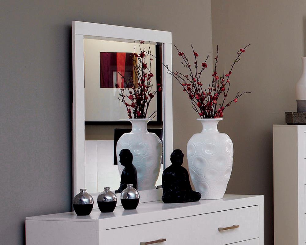 Jessica White Rectangular Mirror - 202994 - Luna Furniture - Dallas Store