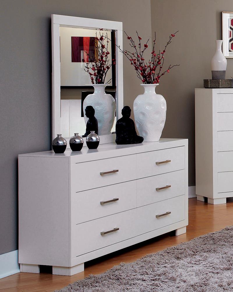Jessica White Rectangular Mirror - 202994 - Luna Furniture - Dallas Store