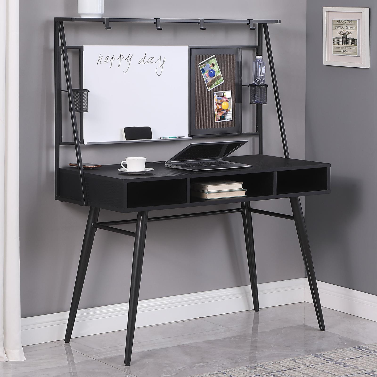 Jessie Black/Gunmetal Writing Desk with USB Ports - 801404 - Luna Furniture - Dallas Store