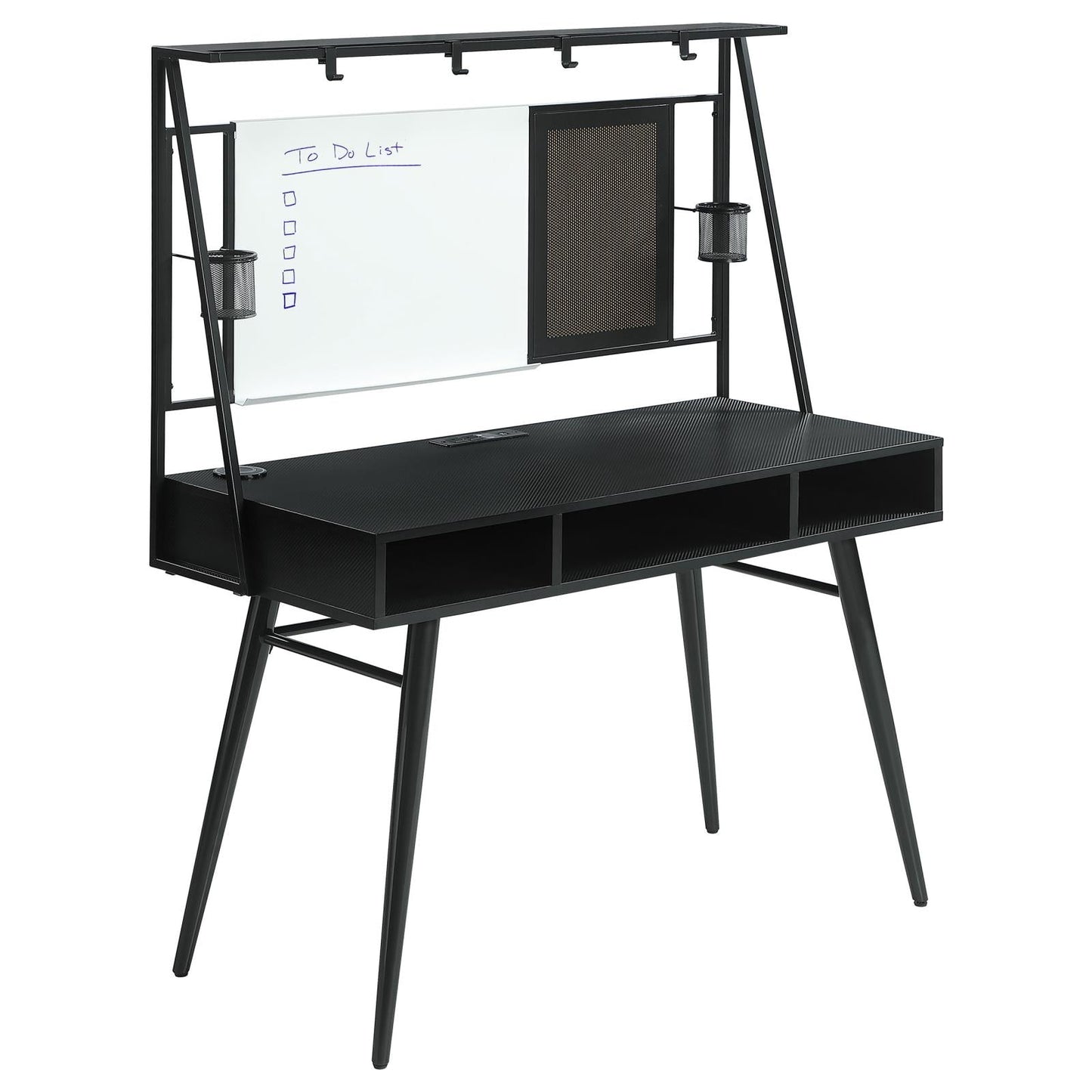 Jessie Black/Gunmetal Writing Desk with USB Ports - 801404 - Luna Furniture - Dallas Store