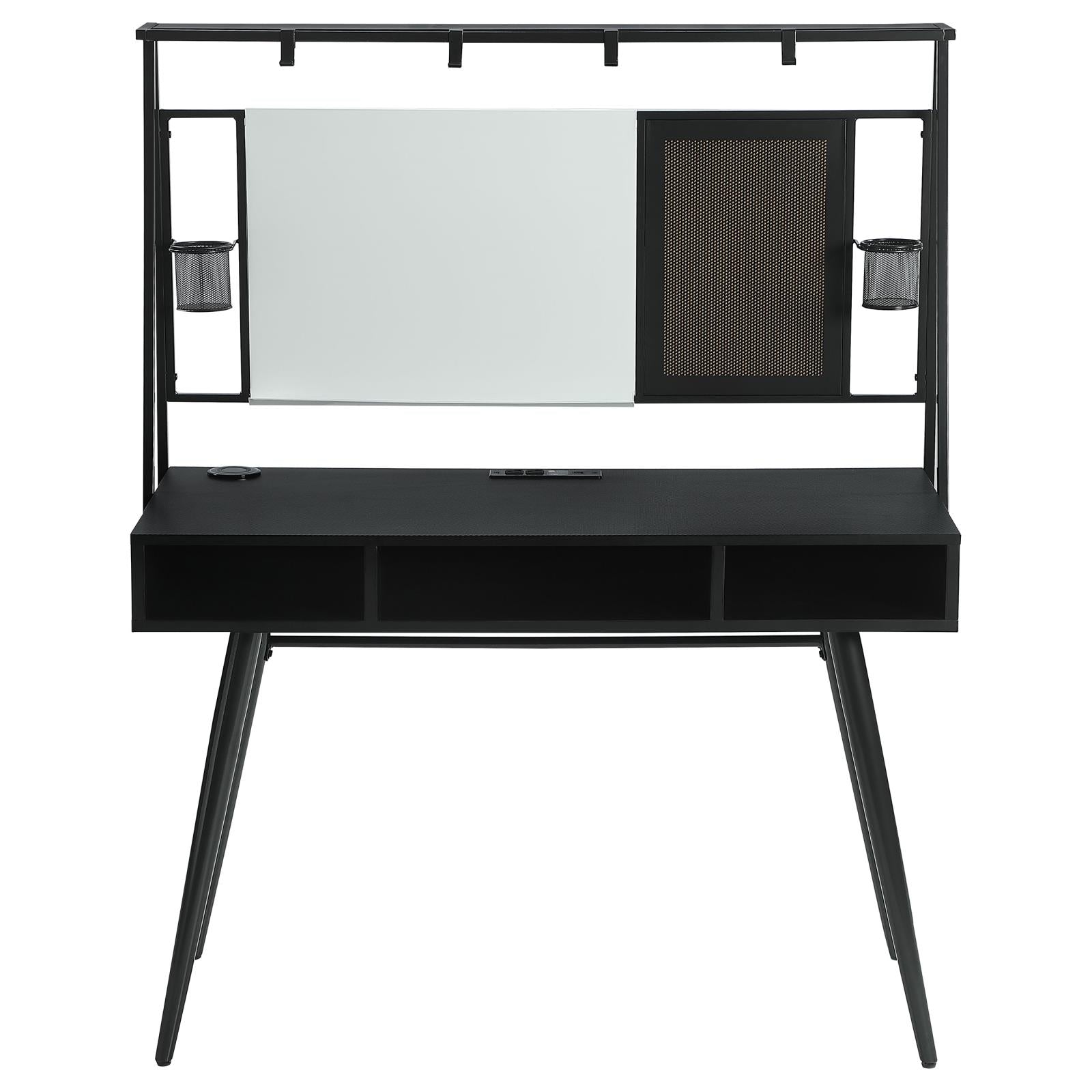 Jessie Black/Gunmetal Writing Desk with USB Ports - 801404 - Luna Furniture - Dallas Store