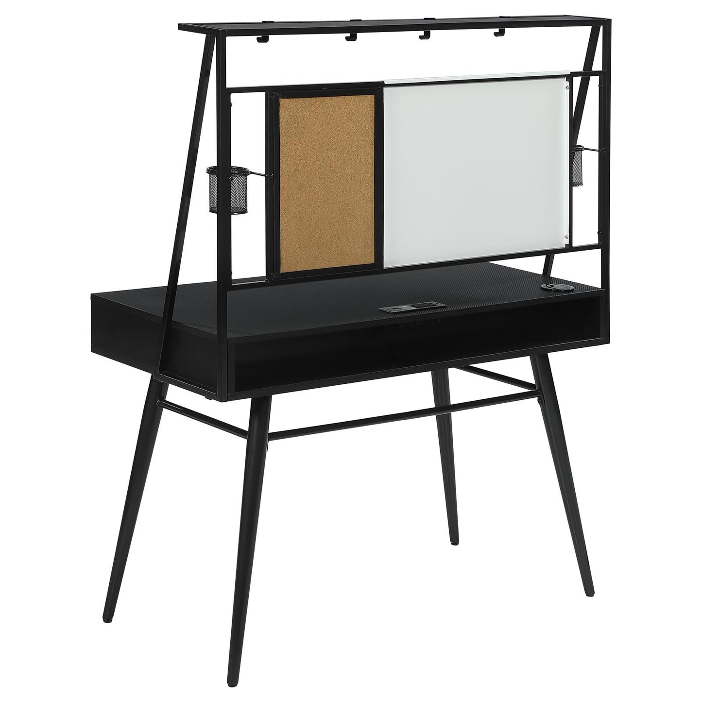 Jessie Black/Gunmetal Writing Desk with USB Ports - 801404 - Luna Furniture - Dallas Store