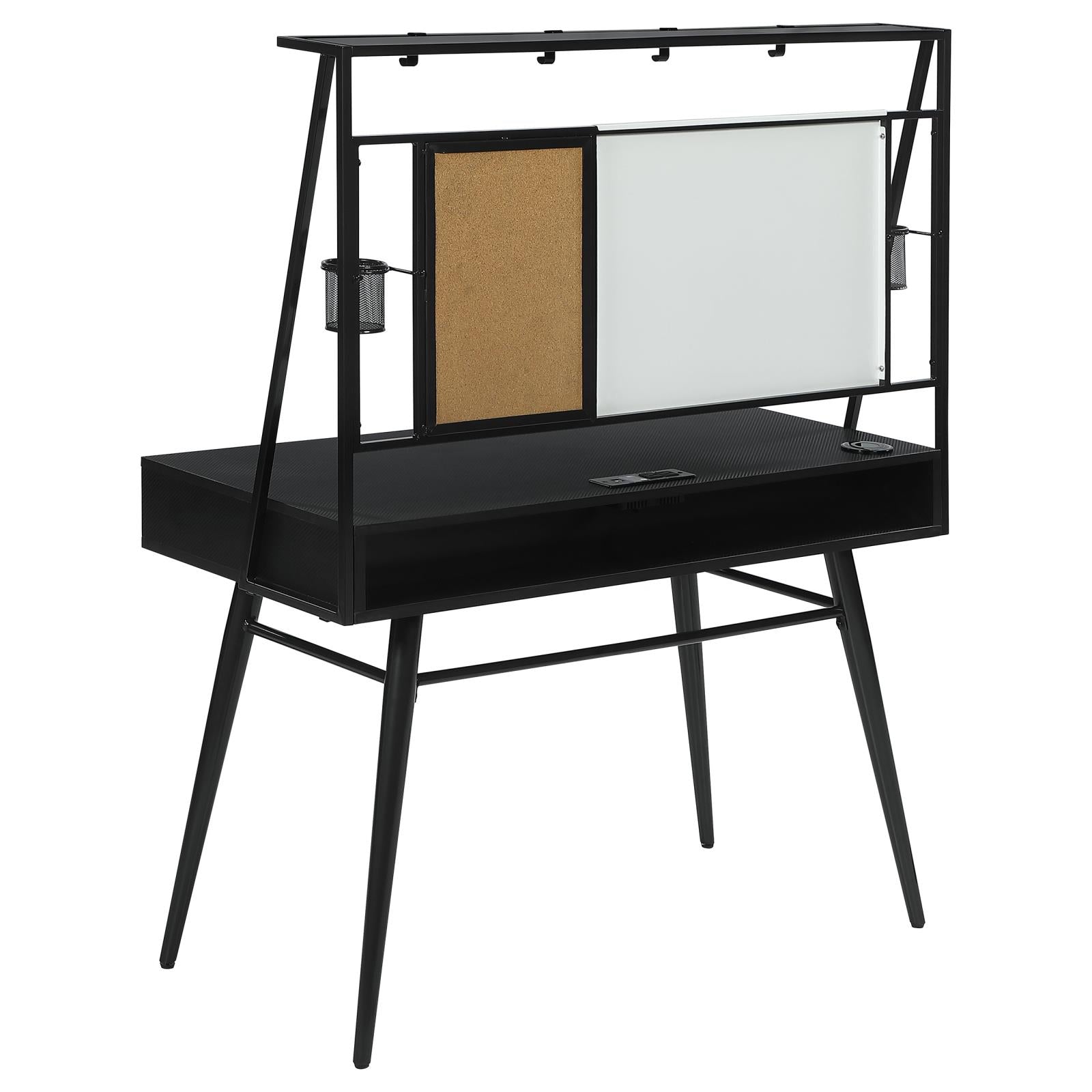 Jessie Black/Gunmetal Writing Desk with USB Ports - 801404 - Luna Furniture - Dallas Store