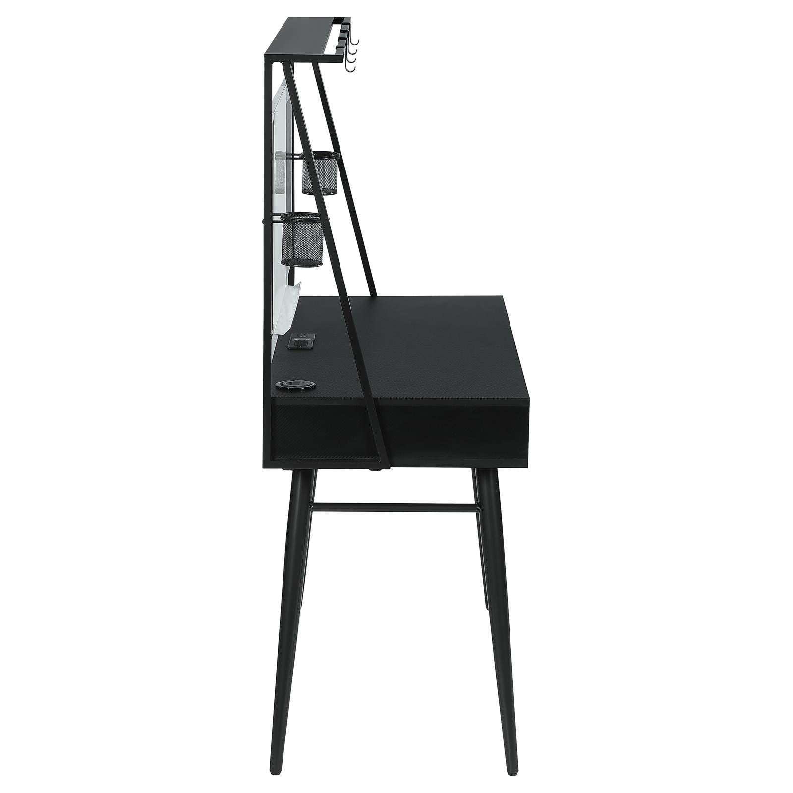 Jessie Black/Gunmetal Writing Desk with USB Ports - 801404 - Luna Furniture - Dallas Store