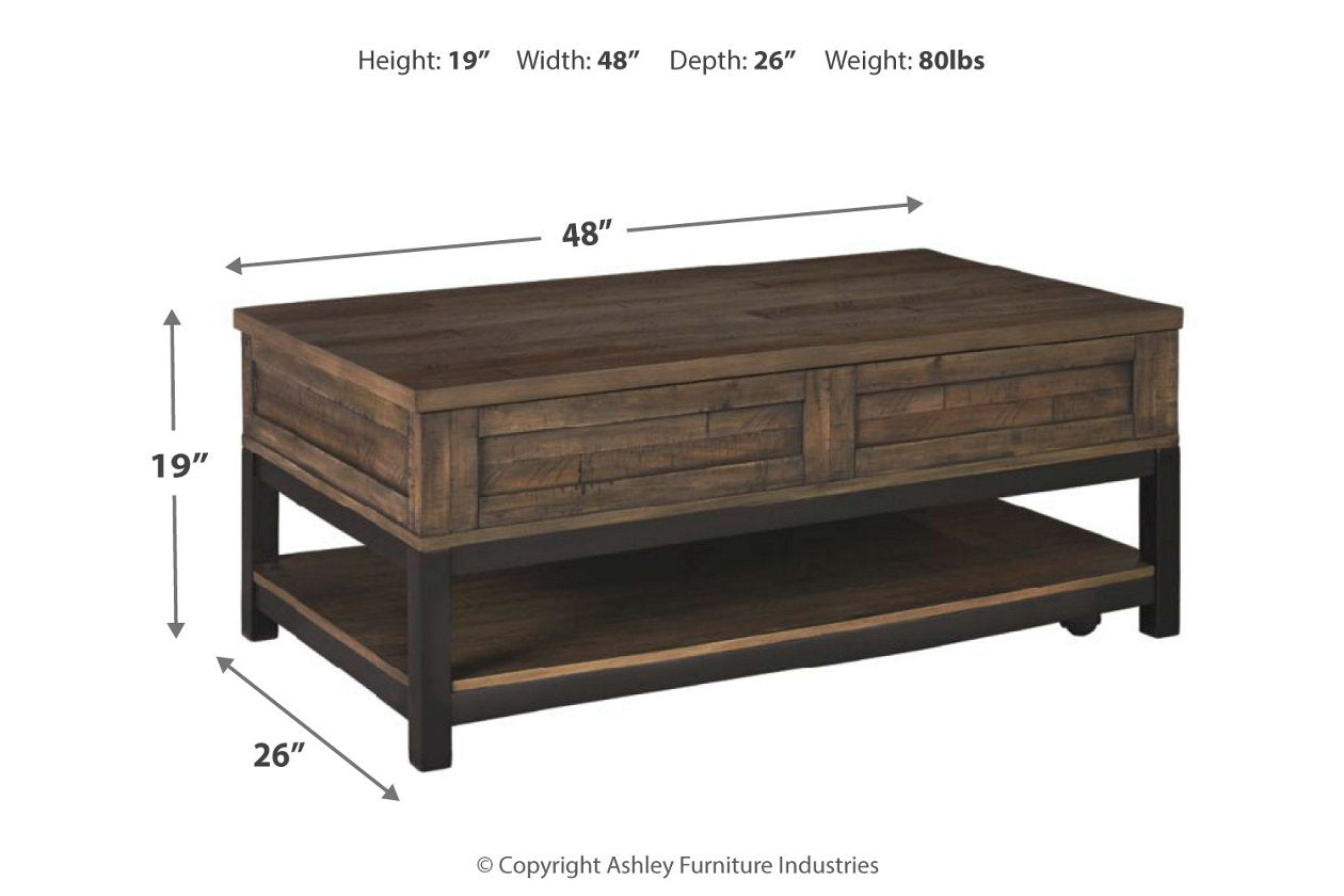 Johurst Grayish Brown Coffee Table with Lift Top - T444-9 - Luna Furniture - Dallas Store