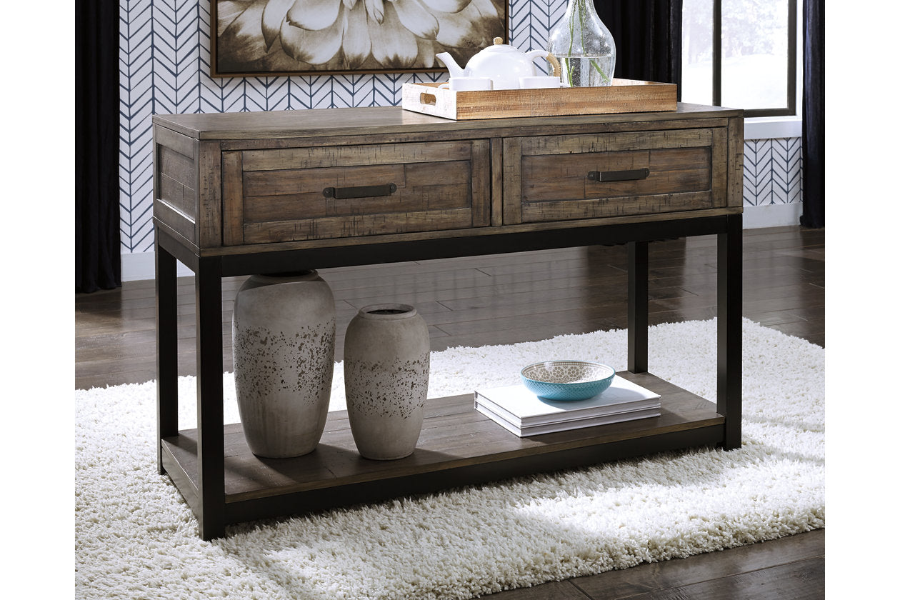 Johurst Grayish Brown Sofa/Console Table - T444-4 - Luna Furniture - Dallas Store