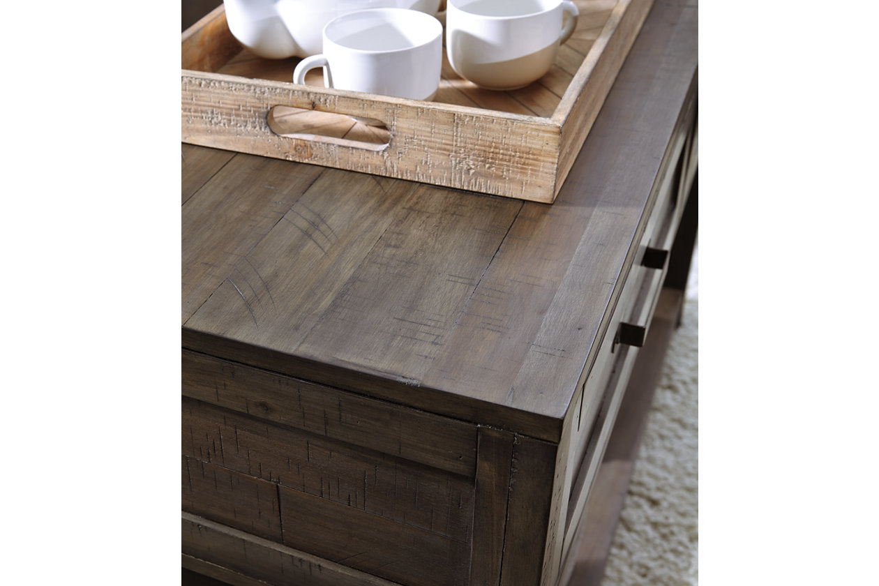 Johurst Grayish Brown Sofa/Console Table - T444-4 - Luna Furniture - Dallas Store
