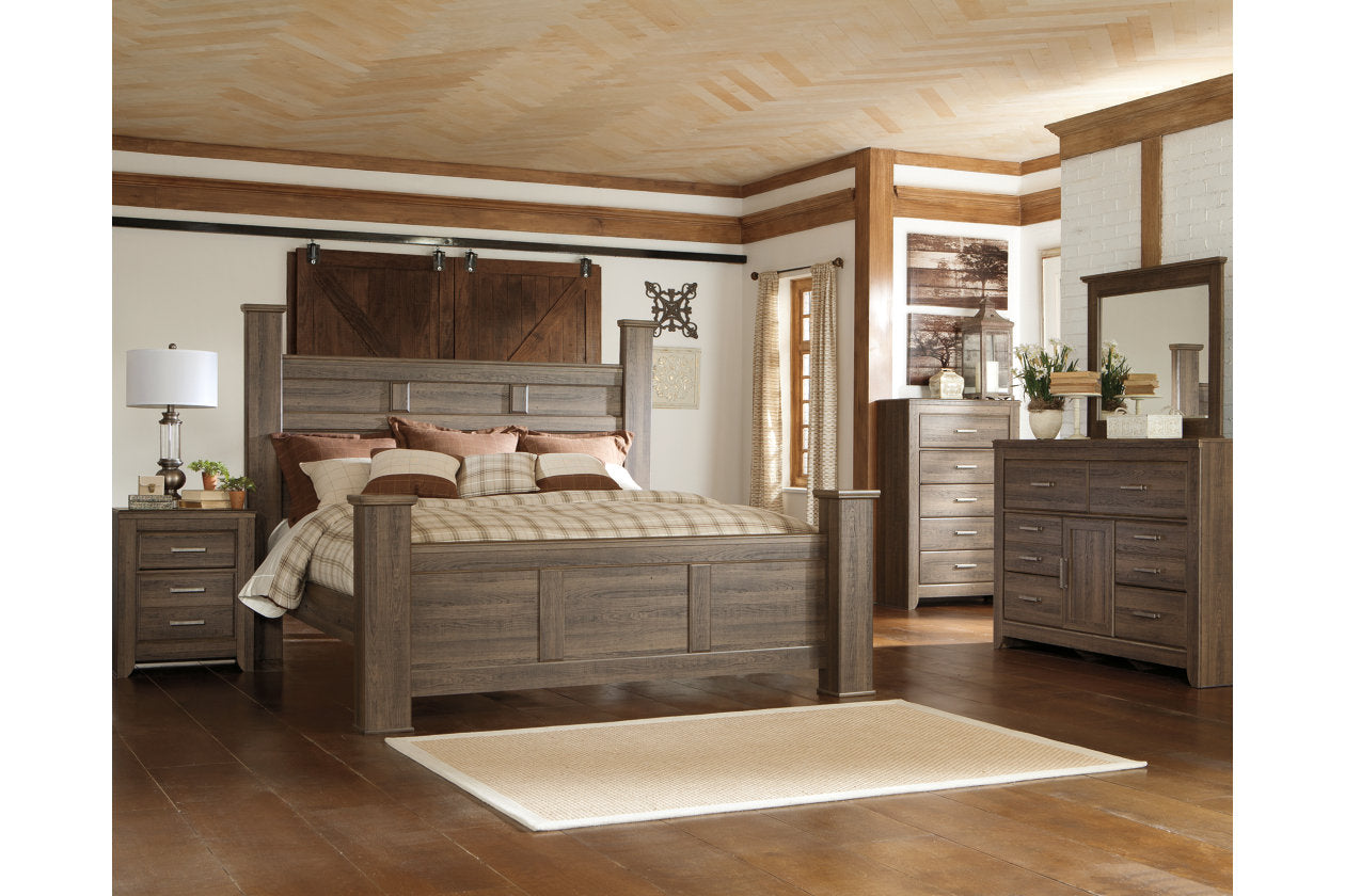 Juararo Dark Brown King Poster Bed - SET | B251-66 | B251-68 | B251-99 - Luna Furniture - Dallas Store