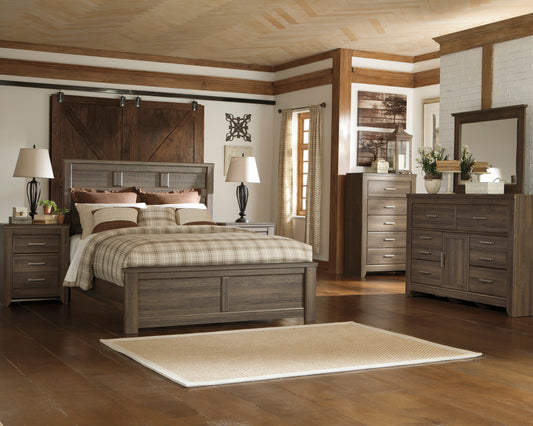 Juararo Dark Brown Panel Bedroom Set - SET | B251-54 | B251-57 | B251-98 | B251-31 | B251-36 - Luna Furniture - Dallas Store