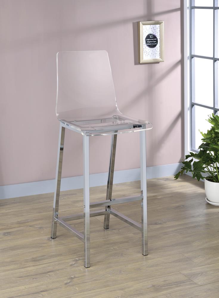 Juelia Chrome/Clear Acrylic Bar Stools, Set of 2 - 100295 - Luna Furniture - Dallas Store