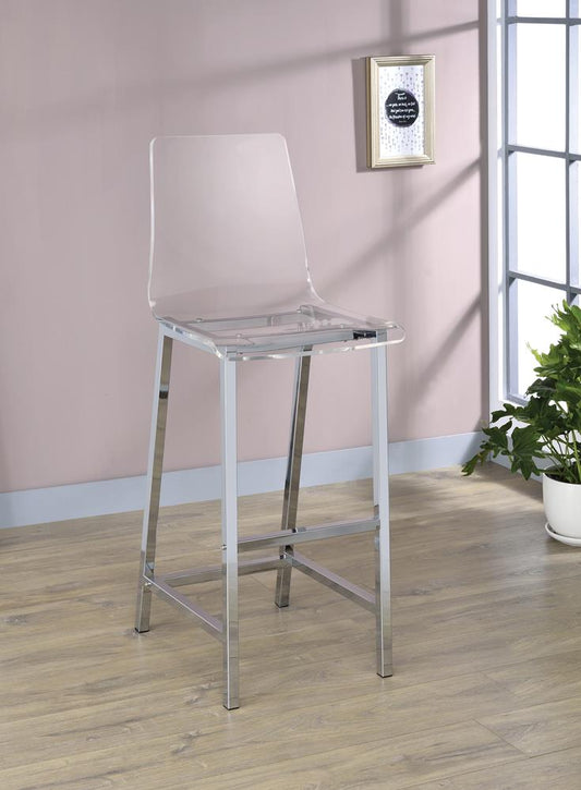 Juelia Chrome/Clear Acrylic Bar Stools, Set of 2 - 100295 - Luna Furniture - Dallas Store