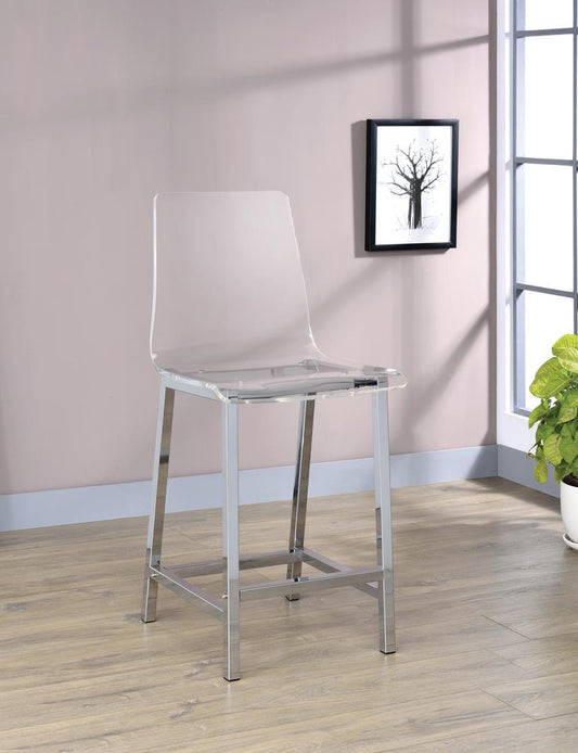 Juelia Chrome/Clear Acrylic Counter Height Stools, Set of 2 - 100265 - Luna Furniture - Dallas Store