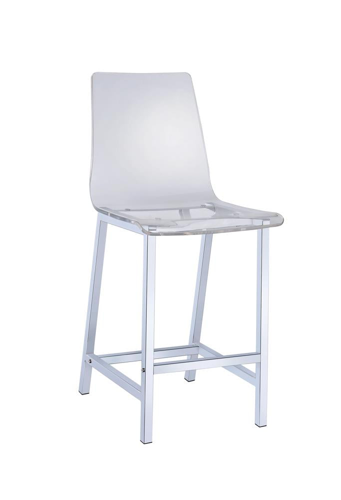 Juelia Chrome/Clear Acrylic Counter Height Stools, Set of 2 - 100265 - Luna Furniture - Dallas Store