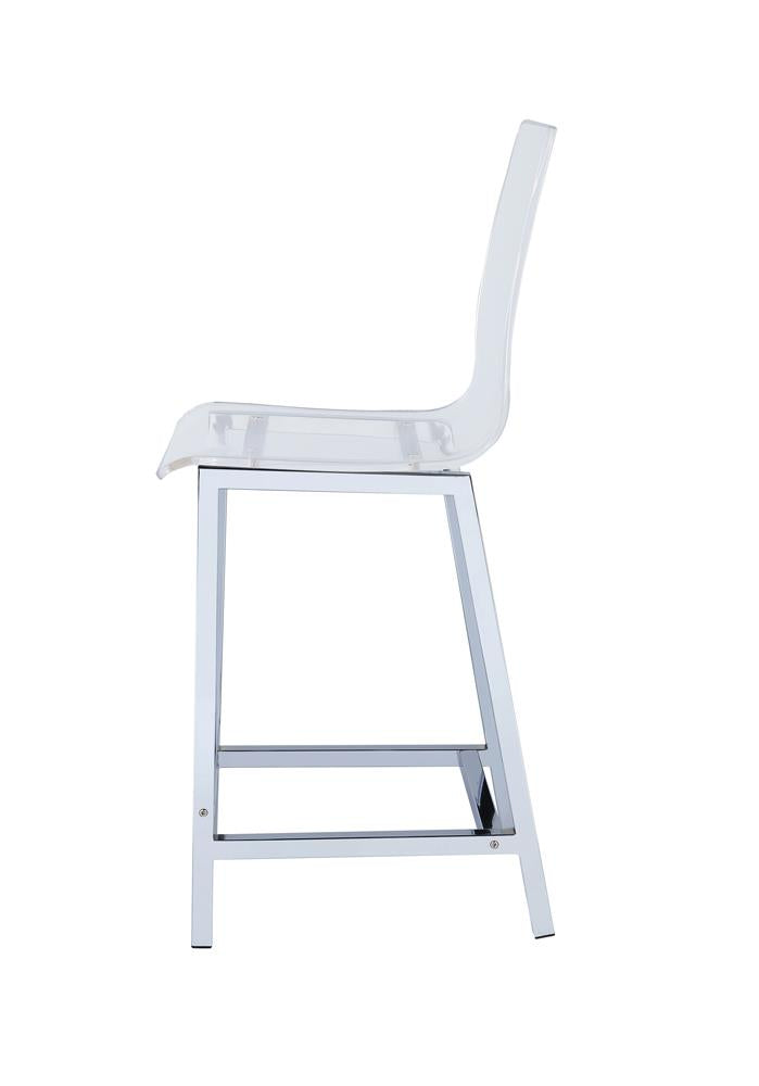 Juelia Chrome/Clear Acrylic Counter Height Stools, Set of 2 - 100265 - Luna Furniture - Dallas Store