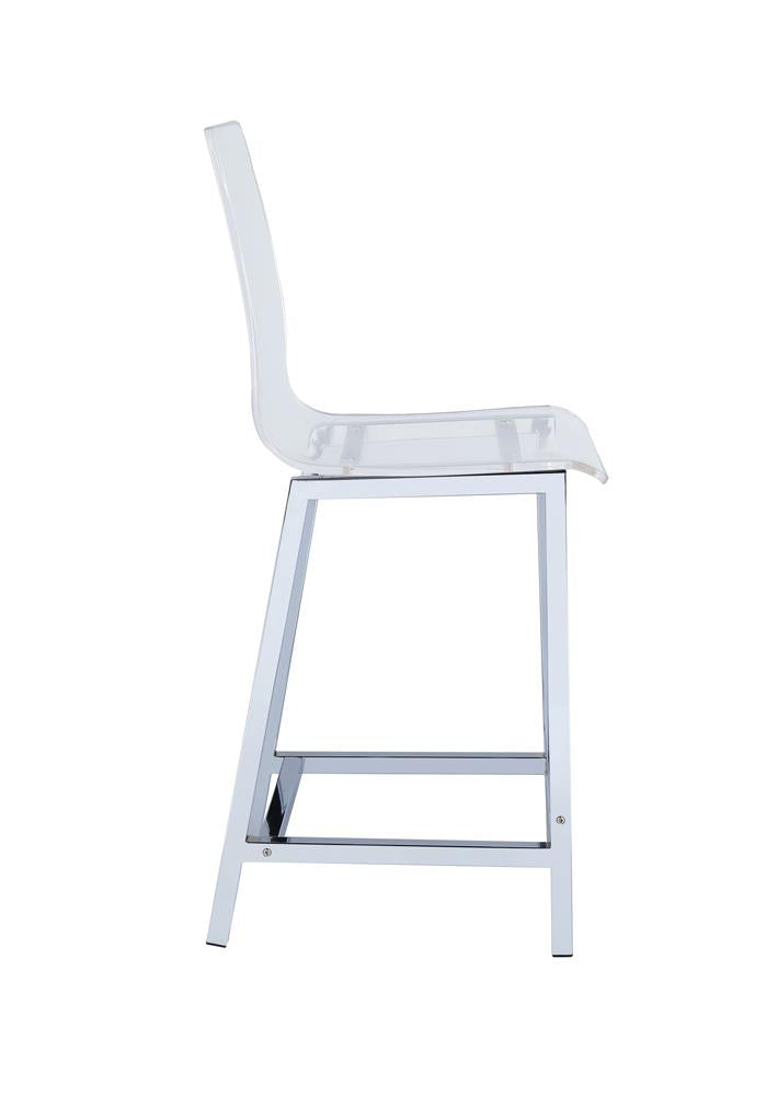 Juelia Chrome/Clear Acrylic Counter Height Stools, Set of 2 - 100265 - Luna Furniture - Dallas Store